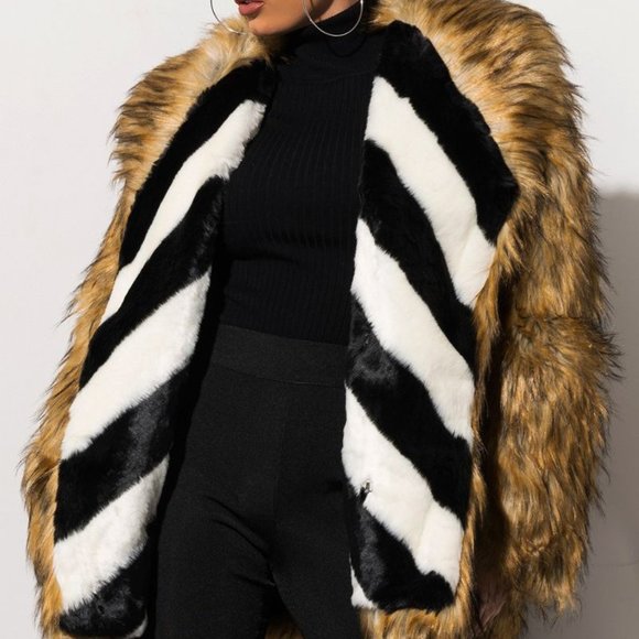 Akira Black Label Ammo Jackets & Blazers - Akira Black Label Ammo Faux Fur Coat